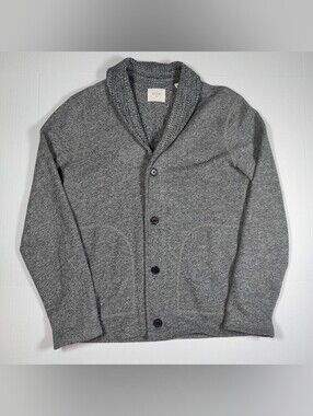 Billy Reid Cotton Blend Light Gray Knit Shawl Collar Cardigan Sz M Made In Peru